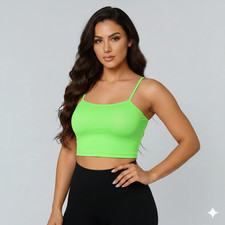 WOMENS PLAIN STRAPPY CAMI BASIC BRALET GYM SPORTS RUNNING CROP BRA VEST  TOP