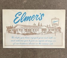 Rare and Vintage Elmer's Pancake and Steakhouse Circa 1980's Location Card -Nice