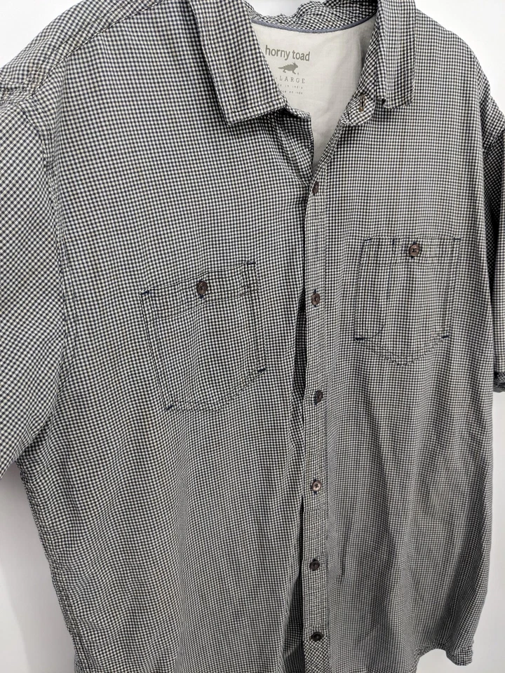 Horny Toad Shirt Mens XL Black White Check Short Sleeve Organic Cotton Outdoors - Image 3 of 4