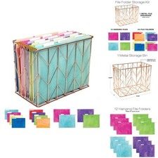 Global Printed Products Deluxe Designer Hanging File Folder Kit, Includes Metal