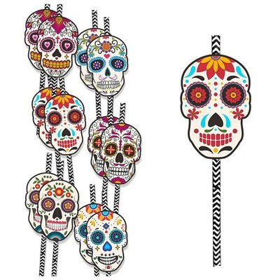 24 Halloween Papier Strohhalme für Feierlichkeiten zum Tag der Toten, Strohhalme 7520