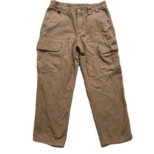 Duluth Trading Fire Hose Cargo Pants Mens 35x30 Tan Relaxed Fit 100 Cotton Work