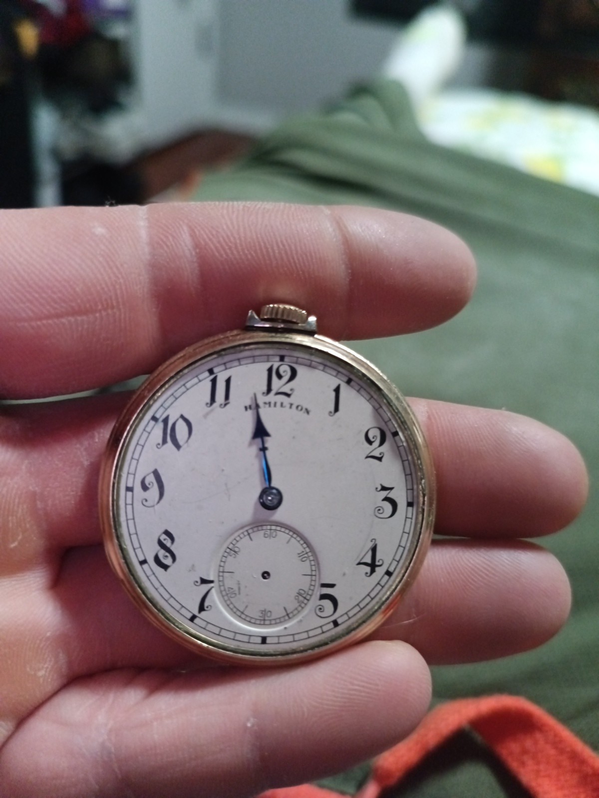 hamilton pocket watch 10k rolled gold