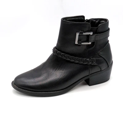Easy Street Zapatos Mujer Negros 9 Botines Imitación Cuero Cremallera Elástico Trenzado - Imagen 1 de 4