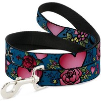 Dog Leash 6-FEET Mom & Dad CLOSE-UP Blue W/Sparrows (Us Import)