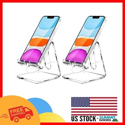Stylish Ergonomic Phone Holder 2 Pack - Clear Acrylic Stand for All Smartphones
