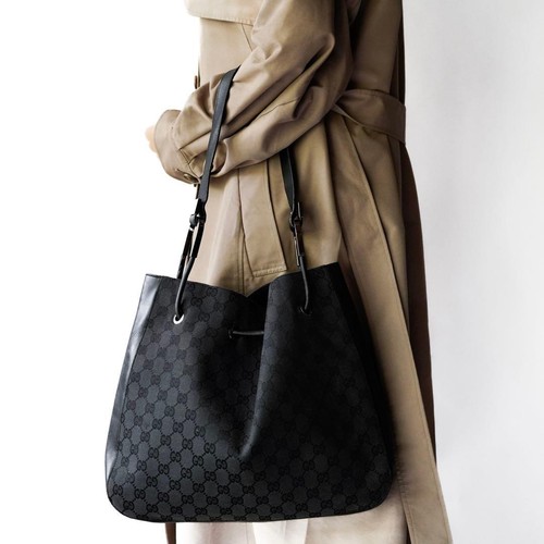 GUCCI Tom Ford Era Black GG Canvas Tote Bag Silver Hardware