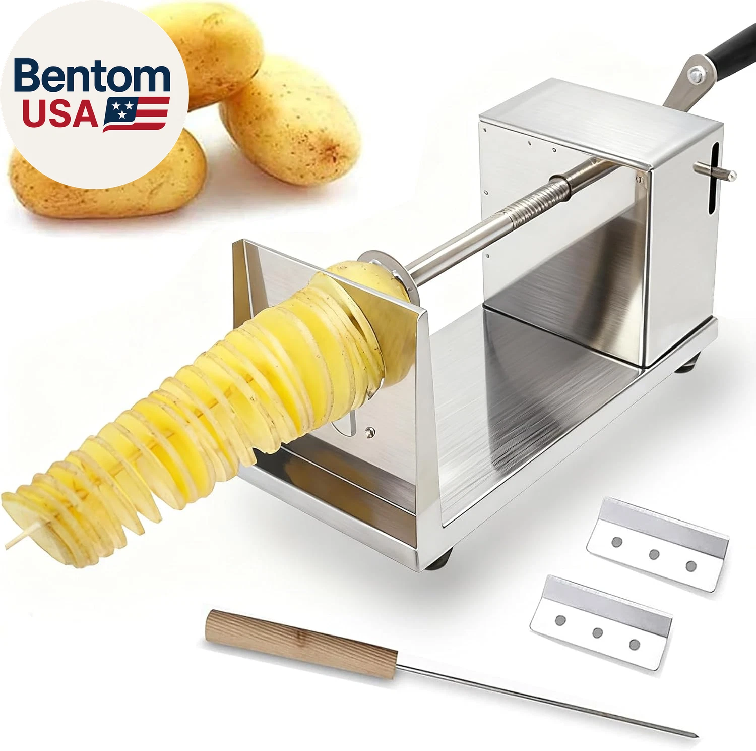 Tornado Potato Spiral Cutter, Manual Stainless Steel Potatoes Twister Cutter