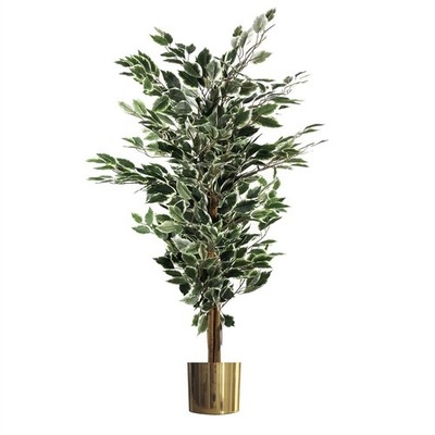 Künstlicher Ficus Baum Realistisch Groß Gold 130cm (4,3ft) Premium Indoor Home