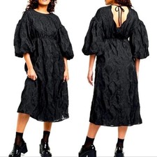 Kika Vargas x Target Floral Texture Scallop Back Midi Dress Black small