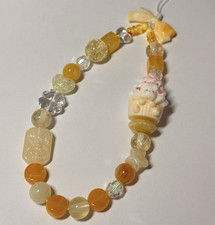 Handmade yellow ice cream cake bunny Phone charm cute gift for her