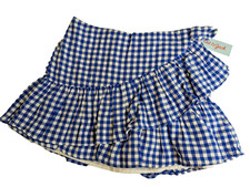 Cat  Jack Girl 14 Blue Gingham Ruffle Skirt Lined Tiered Preppy Cottagecore