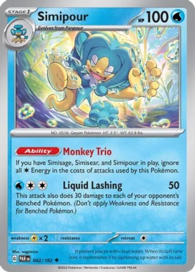 Simipour - 042/182 - Uncommon - Reverse Holo (Near Mint) Paradox Rift - Water Po