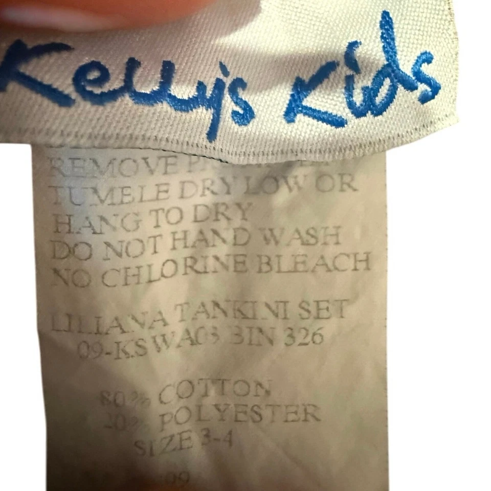 Tankini vintage Kelly’s Kids Seahorse talla 3-4 funciona pequeño azul amarillo con volantes para nadar Foto 3 de 4