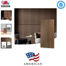 Elegant 2-Piece Wood Slat Acoustic Panels for Sound Absorption - Walnut Finish