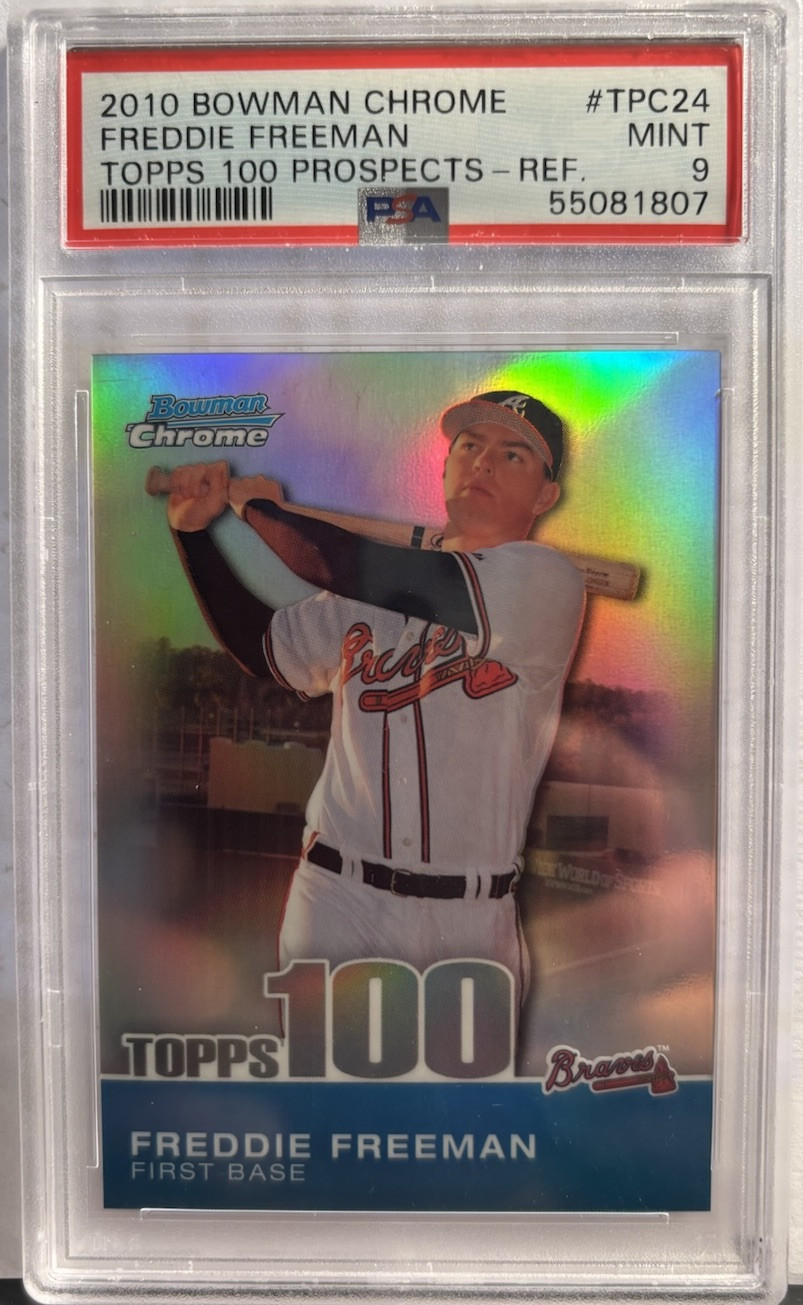 2010 BOWMAN CHROME REFRACTOR TOPPS 100 PROSPECTS FREDDIE FREEMAN #TPC24 PSA MT 9