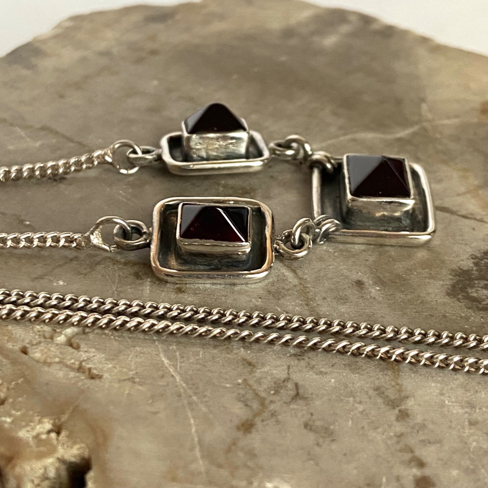 Sterling Silver 925 Rectangular Bezel Set 3 Stone… - image 16