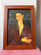 frida kahlo, dipinto olio su legno incorniciato, sigillato e firmato.