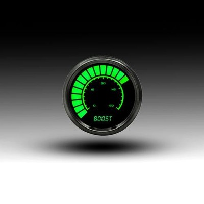 Intellitronix Green LED Bargraph Boost Gauge - Black Faceplate With Black Bezel