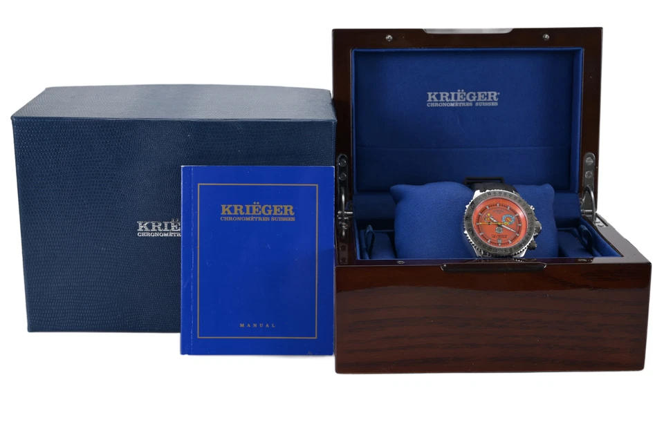 Relógio masculino Krieger K1001TP Tidal Wave Chrono edição limitada 44mm laranja B&P - Imagem 2 de 4