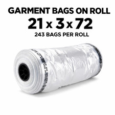 243 Clear Garment Bags Per Roll 21x3x72 0.75 Mil Suit Dress Covers 1 2 3 Rolls