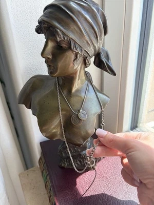 925 Sterling Silber Halskette mit Neptun Poseidon Anhänger ca. 11,6 g Vintage - Bild 1 von 4