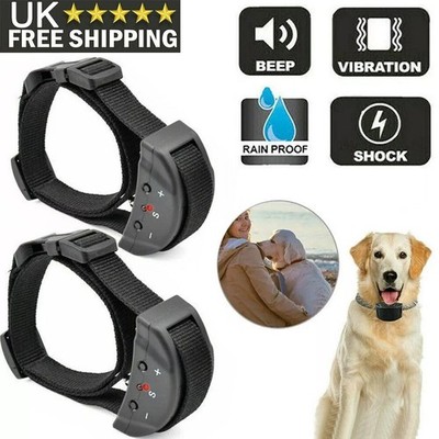 2x Anti Bark Electric Shock Dog E-Collar Stop Barking Pet Training Collar