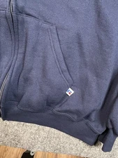 Vintage 90s Russell Athletic Full Zip Navy Blue Sweatshirt Jacket Men's XL Y2K