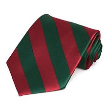 Men's Striped Tie Standard Length Crimson Red and Hunter Green