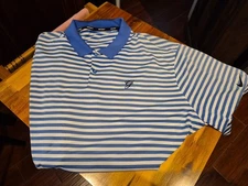 Greenbrier Resort Hotel Nike 2XL Blue & White Stripe Golf Polo Shirt