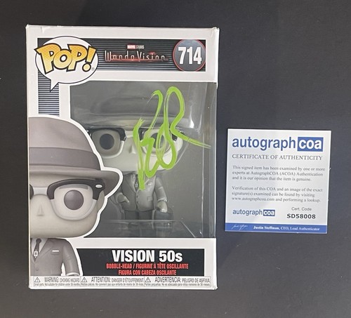 PAUL BETTANY SIGNED WANDAVISION VISION 50S FUNKO POP AUTOGRAPH COA ACOA B