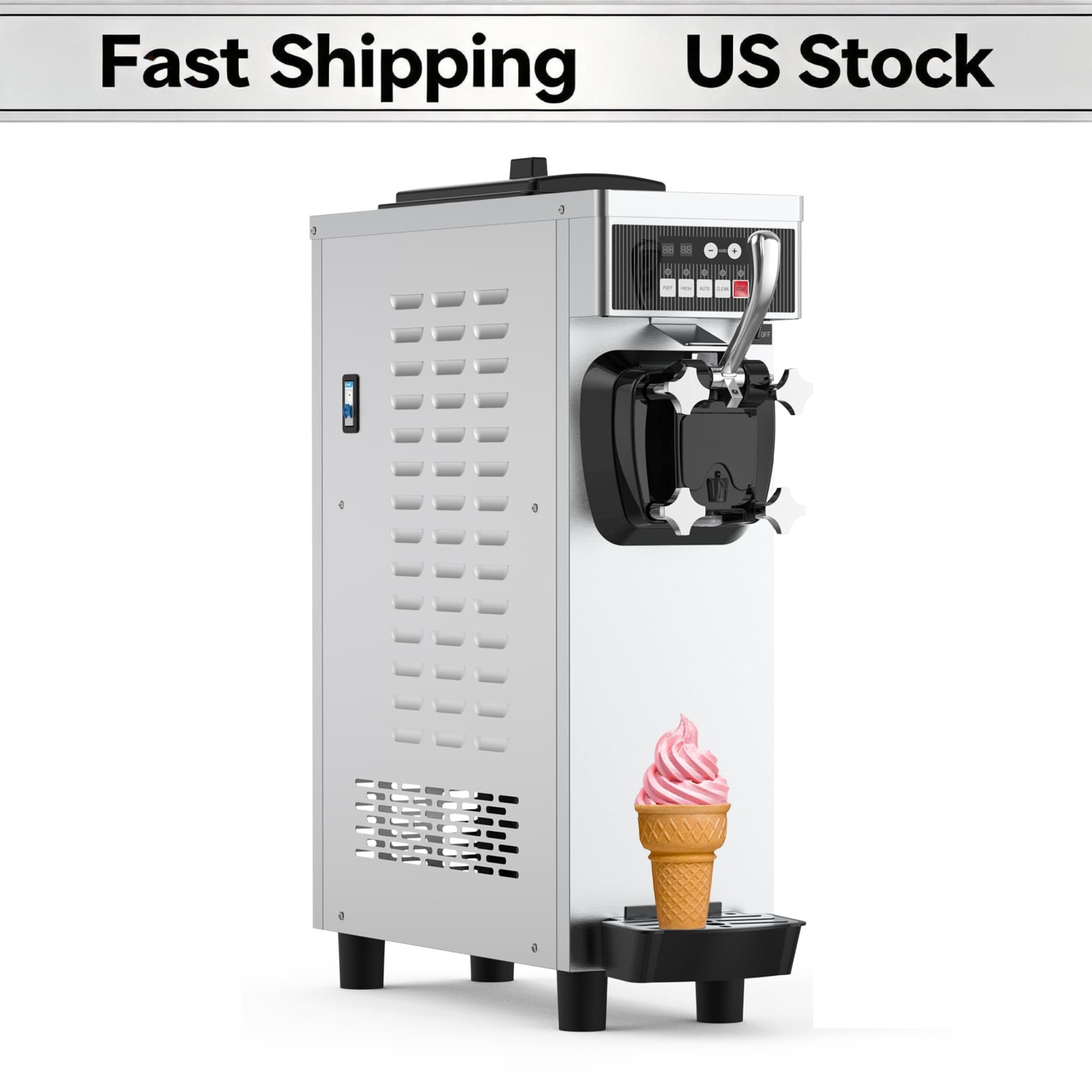 Commercial Single Flavor Ice Cream Maker 1200W 7L Auto-Clean 4.7-5.8Gal/h