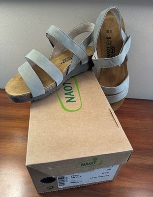 Naot Kayla Sage Nubuck Comfort Wedge Sandals Women s EU 39 US 8-8.5 In Box