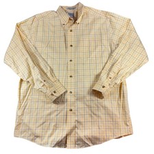 L.L. Bean Men's Large Wrinkle Resistant Traditional Fit Button-Down Yellow Plaid