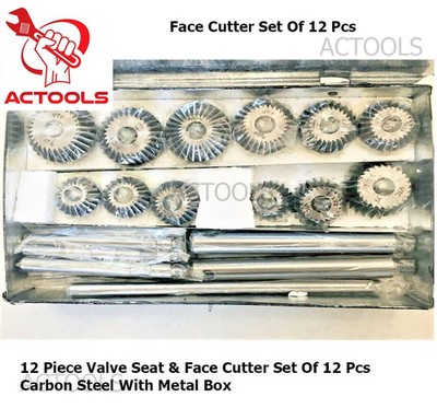 New Valve Seat & Face Cutter Set 12 Pcs   For Vintage Cars & Bikes  USA ACTOOLS