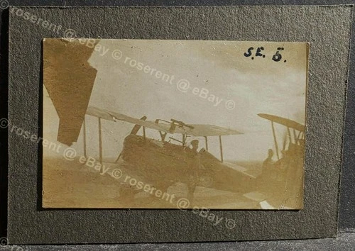 WW1 RFC - SE 5a's starting up Dawn Patrol ? - original photo 6.5 by 4cm