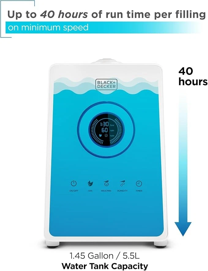 Humidificador ultrasónico con control remoto BLACK+DECKER BUHDR055 1,45 galones Foto 3 de 4