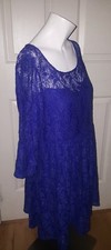 Free People Women's Purple Floral boho Lace Dress Size Large Long Sleeve