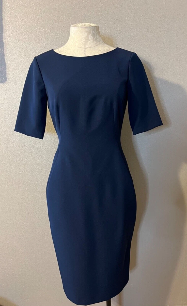 Antonio Melani Midi Dress 2 XS Navy Blue Stretch Career Church