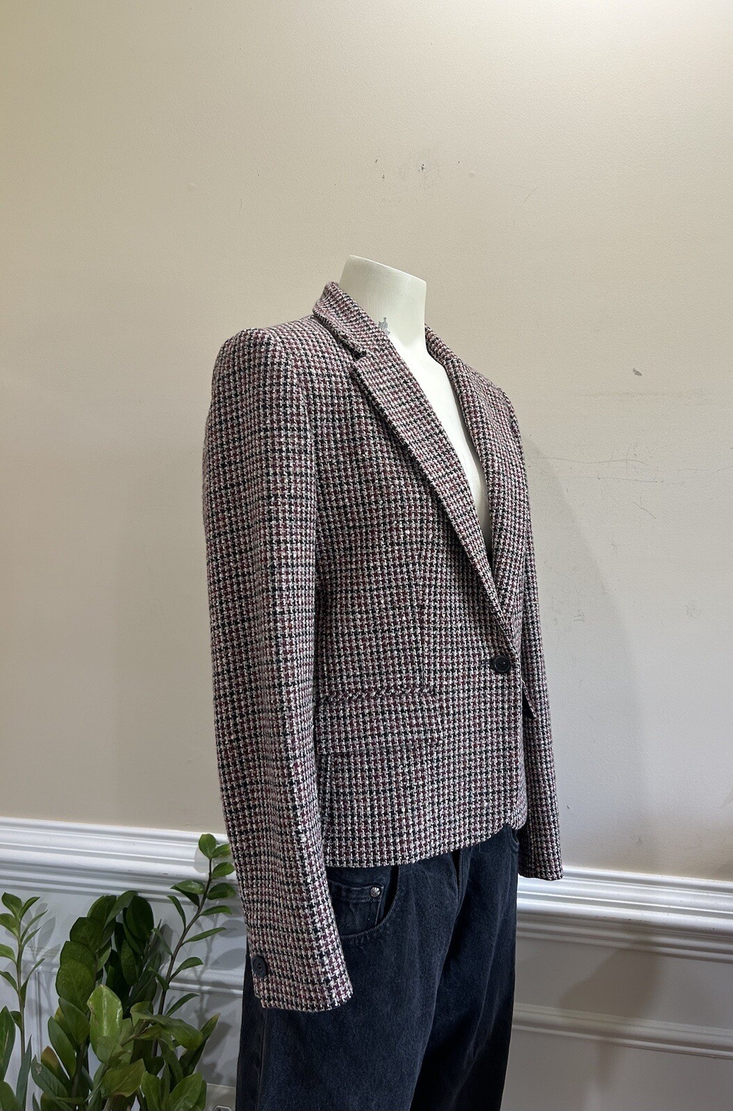 Vintage Frankie Welch Of Virginia Blazer Jacket Houndstooth Women Size Untagged