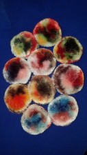 100/Vtg1930-50's NOS/FRENCH MULTICOLOR 'POM PON' SILKY RAYON FAUX FUR (Hat Trim)