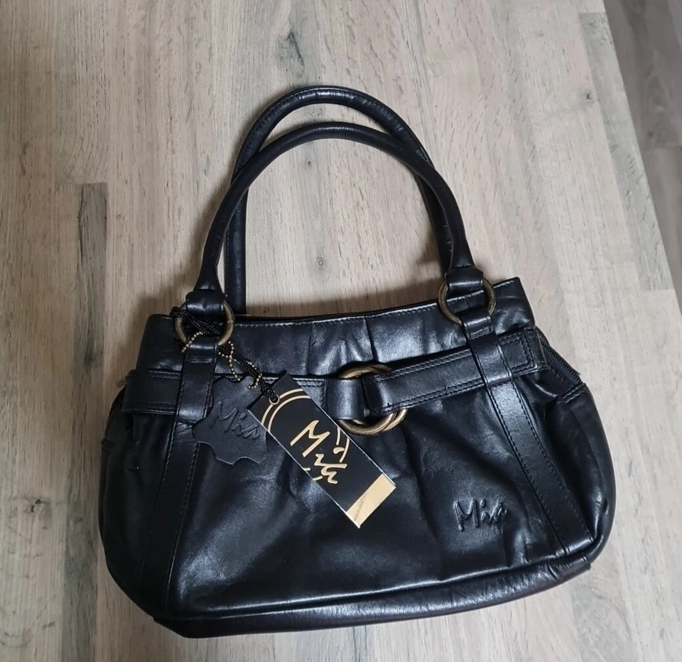   Women's Black Leather Tote Handbag Make Is Mia. - Image 2 of 4