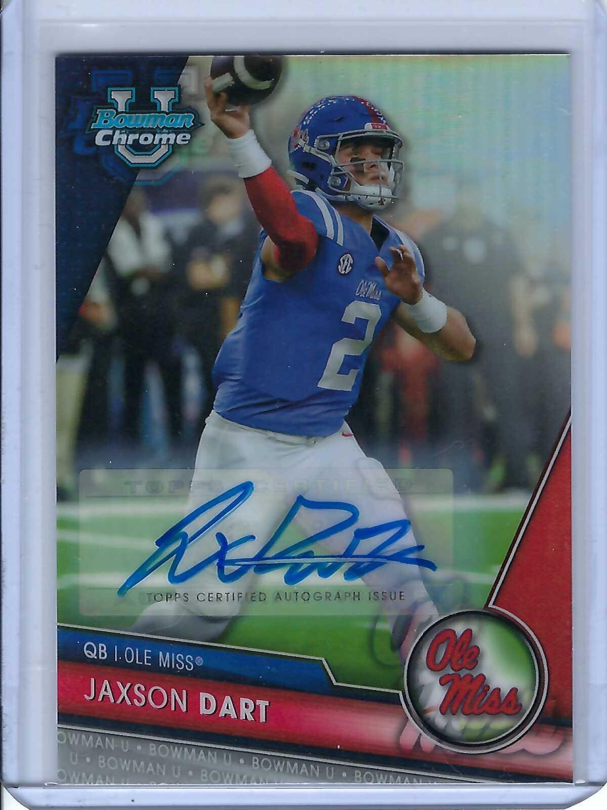 2023 BOWMAN UNIVERSITY CHROME REFRACTOR JAXSON DART CARD # 191 AUTO /499