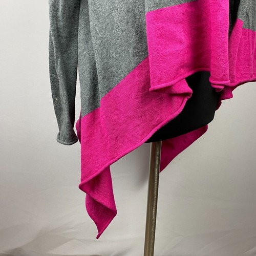 Express Cardigan Womens s Gray Pink Open Front Asymmetrical Pretty Sweater S - Picture 2 of 7