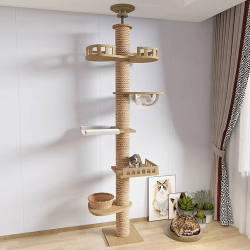 Cat Tree Floor To Ceiling Cat Tower with With Scratching Post - Picture 11 of 20