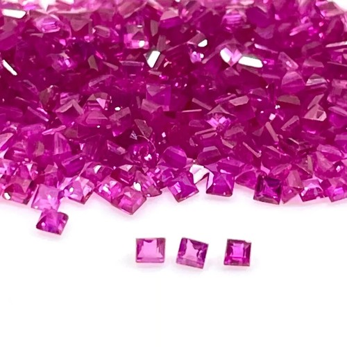 Lote de 100 piezas de piedras preciosas sueltas rubí rosa certificado natural corte cuadrado 02 X 02 mm - Imagen 6 de 6