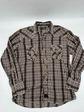 Vintage Panhandle Slim Western Shirt Long Sleeve Pearl Snap L Embroidered Back
