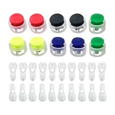 5 Pair No Tie Shoe Laces Buckle Lock Cord Lock Stoppe flat clips Lazy Shoelaces