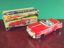 Rare 1950's Yonezawa Japan Tin Friction Cadillac Convertible Tinplate w/ O. Box