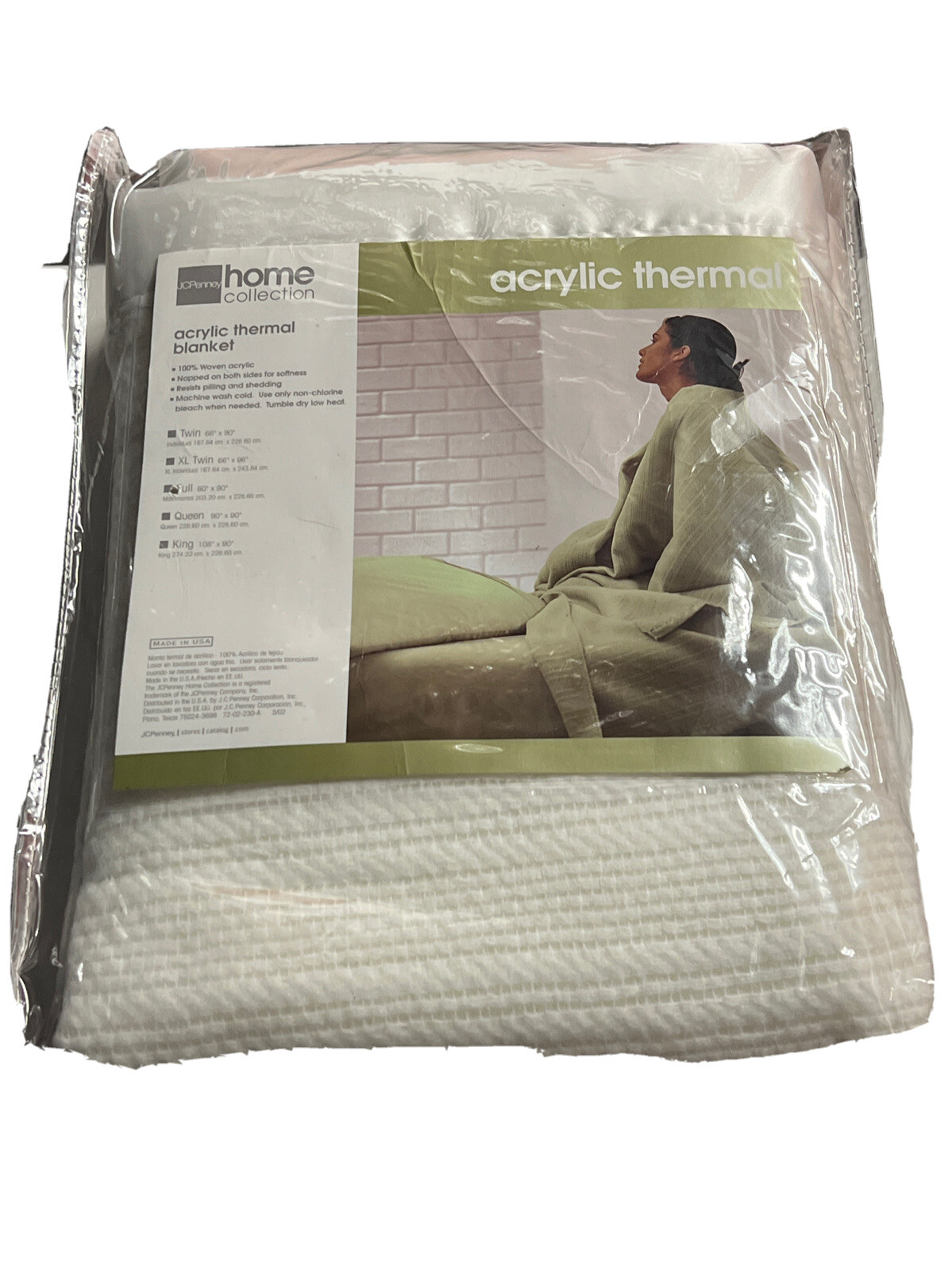 JC Penney Home Collection Acrylic Thermal Blanket Waffle Weave Satin  Binding New | eBay